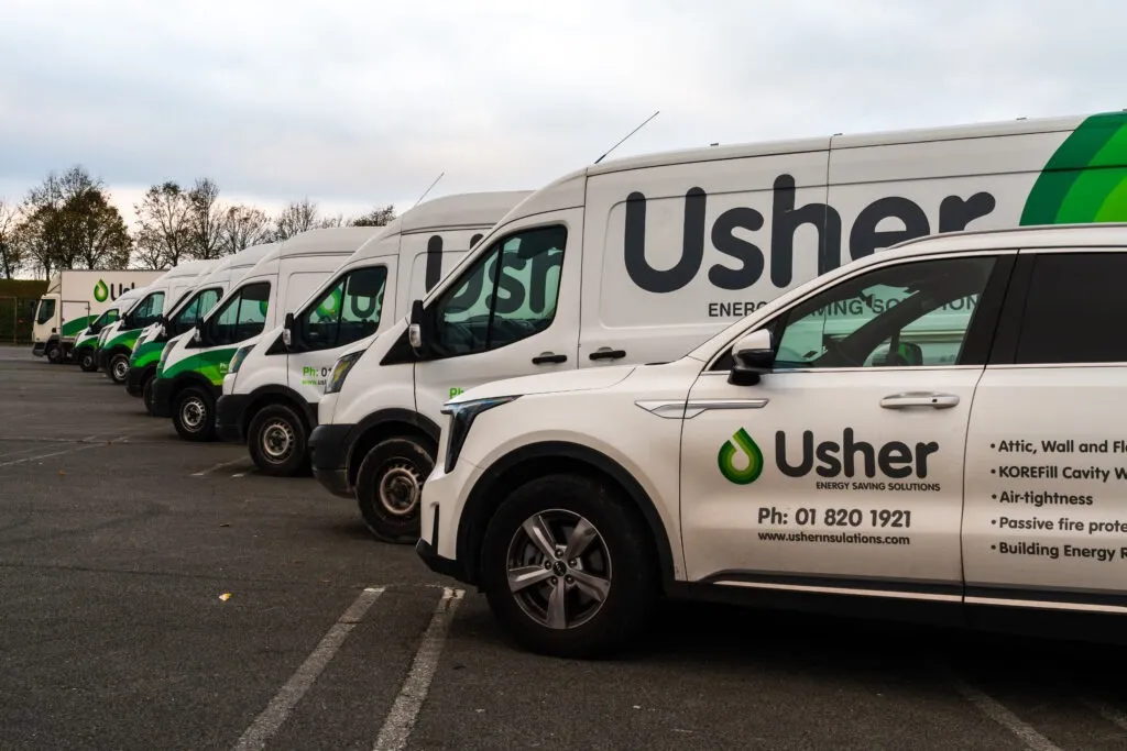 Usher Insulations fleet — SEAI-registered insulation contractor